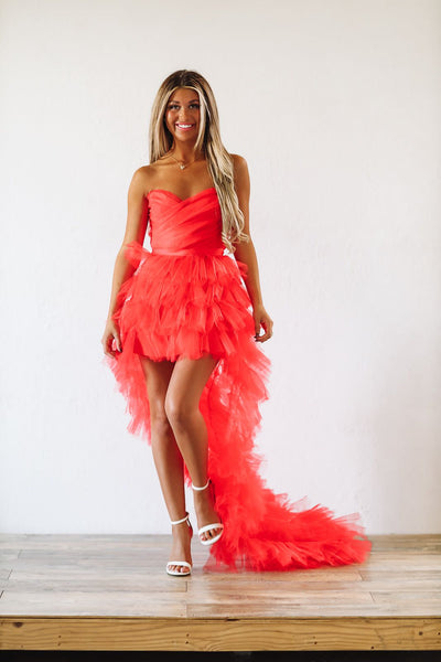 In The Moment High Low Tulle Dress - Magenta Pink - H&O