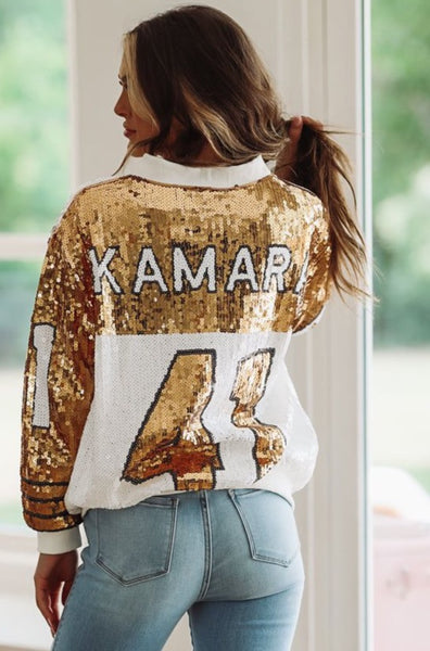 New Orleans Saints Black and Gold Sequin Bomber Jacket Bling 