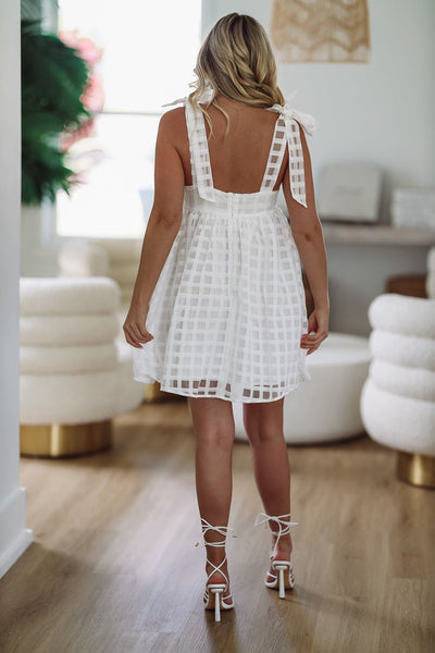 Olympia White Organza Babydoll Mini Dress