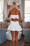 Luminous Days Crop Top and Mini Skirt Set - White and Blue