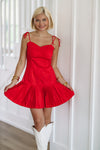 Cheer Loud Pleated Mini Dress  - Red