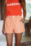 Checking You Out Denim Shorts - Orange