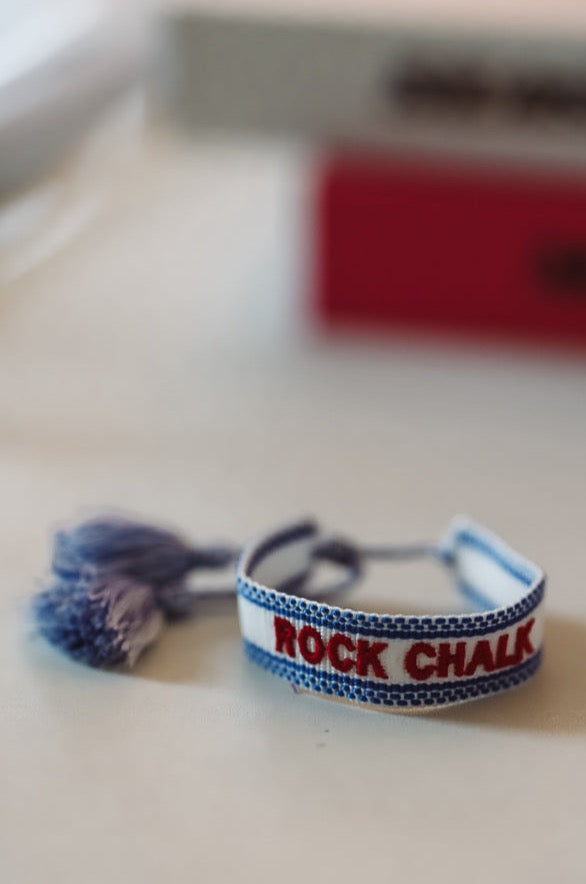 Gameday Tassel Tie Bracelet - Rock Chalk
