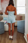 Pony Up Denim Romper - Light Blue