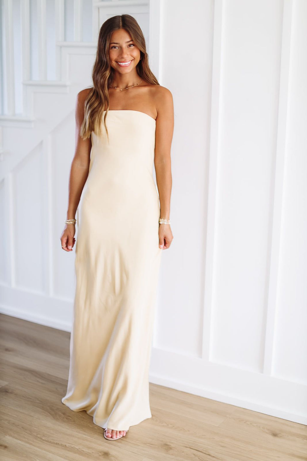 HAZEL & OLIVE A Diamond is a Long Term Commitment Satin Maxi Dress - Yellow