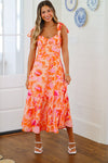 HAZEL & OLIVE Aloha Maxi Dress - Peach, Pink and Orange