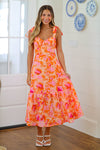 HAZEL & OLIVE Aloha Maxi Dress - Peach, Pink and Orange