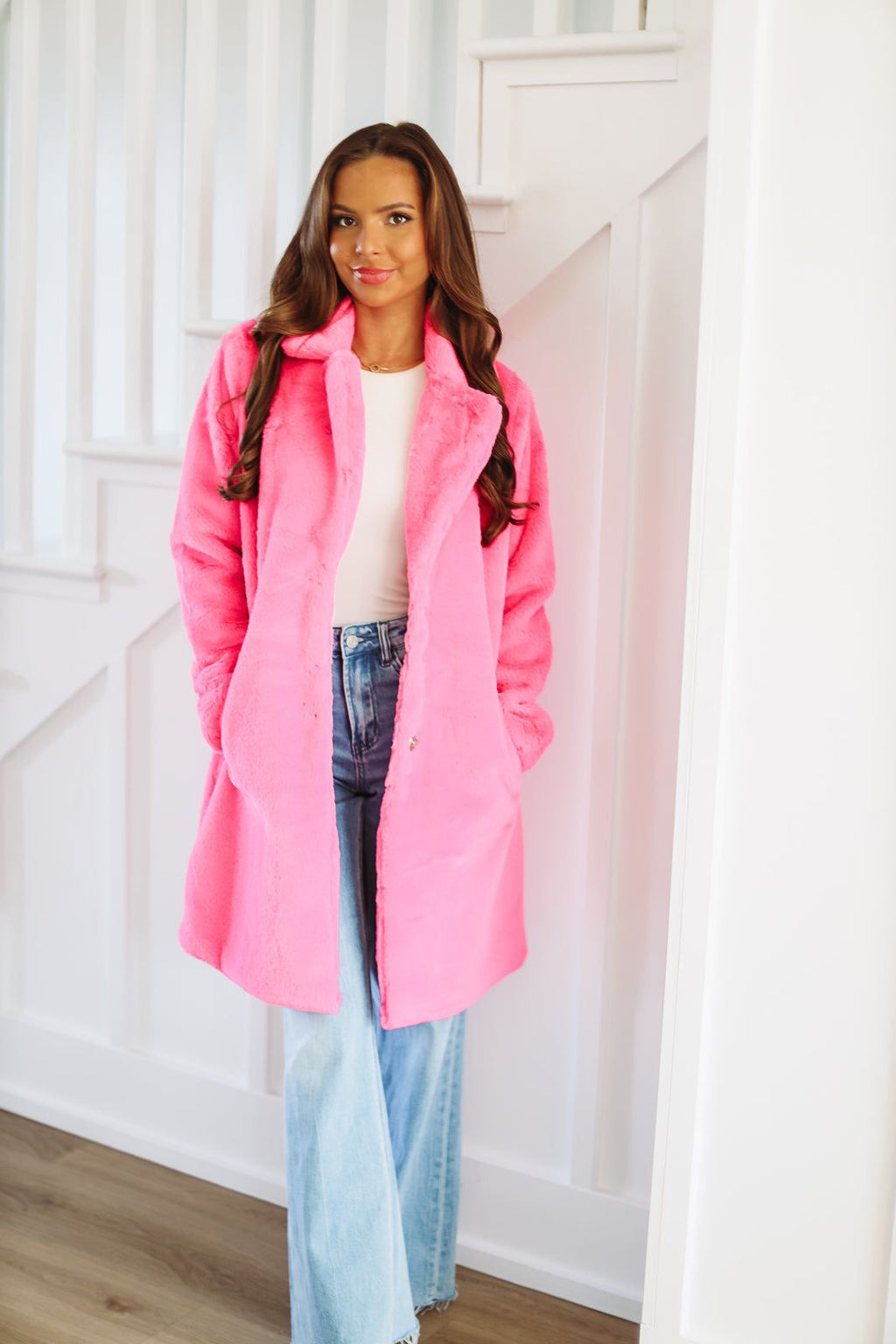 HAZEL & OLIVE Always A Pink Girl Coat - Hot Pink