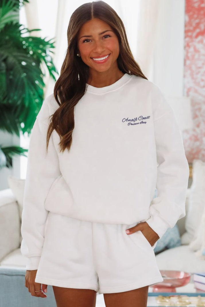 HAZEL & OLIVE Amalfi Coast Sweatshirt - White