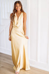 HAZEL & OLIVE Andie Satin Maxi Dress - Yellow