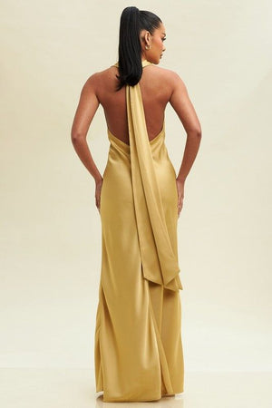 HAZEL & OLIVE Andie Satin Maxi Dress - Yellow