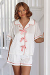 HAZEL & OLIVE Anytime Now Pajama Top and Short Set - Cream