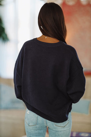 HAZEL & OLIVE Bear That Cares Sweater - Navy