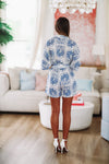 HAZEL & OLIVE Been Awhile Romper - Blue and White