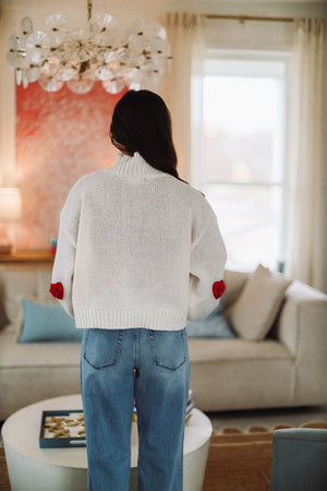 HAZEL & OLIVE Big Hearts Sweater - White and Red