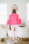 HAZEL & OLIVE Bow Sleeve Puffer Jacket - Pink