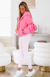 HAZEL & OLIVE Bow Sleeve Puffer Jacket - Pink