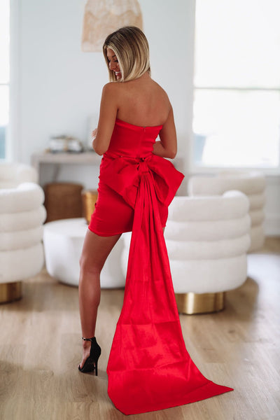 Bowtiful Babe Cocktail Bow Dress - Red - H&amp;O