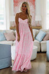 HAZEL & OLIVE Caviar Dreams Print Maxi Dress - Pink and White