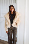 HAZEL & OLIVE Chinchilly Faux Fur Jacket - Khaki