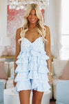 HAZEL & OLIVE Cloudless Mini Dress - Blue and White