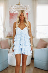 HAZEL & OLIVE Cloudless Mini Dress - Blue and White