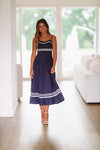 HAZEL & OLIVE Come Sail Away Midi Dress - Navy