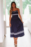 HAZEL & OLIVE Come Sail Away Midi Dress - Navy