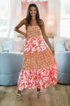 HAZEL & OLIVE Constantly Adored Ruffle Maxi Dress - Orange Lemon Pink