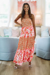 HAZEL & OLIVE Constantly Adored Ruffle Maxi Dress - Orange Lemon Pink