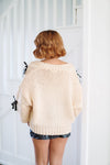 HAZEL & OLIVE Coquette Bow Cardigan - Taupe and Black