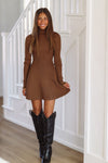 HAZEL & OLIVE Cozy In Knit Sweater Mini Dress - Mocha