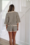 HAZEL & OLIVE Cozy Moments Knit Shorts - Taupe and Black