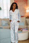 HAZEL & OLIVE Dreaming of Bouquets Pajama Pant and Top Set - Blue