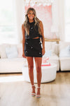 HAZEL & OLIVE Embellish A Little Crop Top and Skirt Set - Black