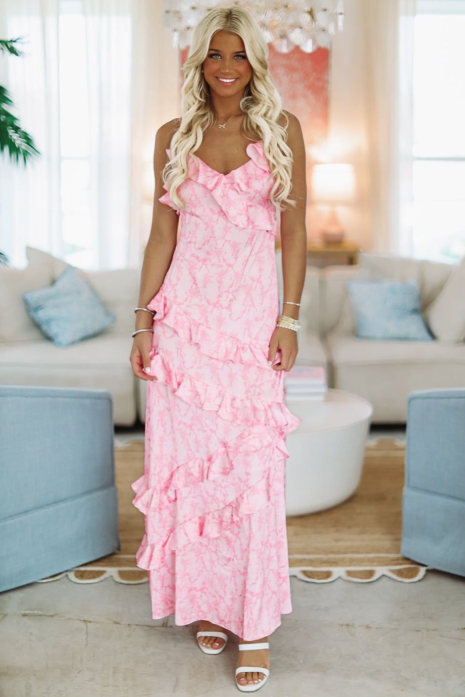 HAZEL & OLIVE Ever so Fancy Maxi Dress Gown - Pink