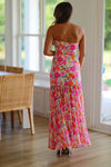 HAZEL & OLIVE Exceptional Sighting Maxi Gown Dress - Pink, Orange and White