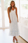 HAZEL & OLIVE Fairy Godmother Maxi Dress - Cream and Blue