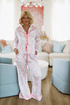 HAZEL & OLIVE Fancy Me Pant and Top Pajama Set - Pink and Blue