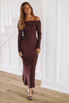 HAZEL & OLIVE Feeling Frosty Maxi Dress - Brown