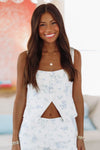 HAZEL & OLIVE Feeling Spring Vest Top - White and Blue