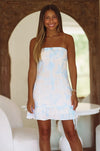 HAZEL & OLIVE Felt Cute Mini Dress - Blue and White