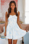 HAZEL & OLIVE French Courtyard Mini Dress - Blue and White