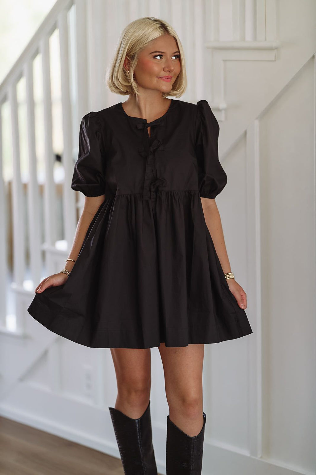 HAZEL & OLIVE French Lessons Mini Dress - Black