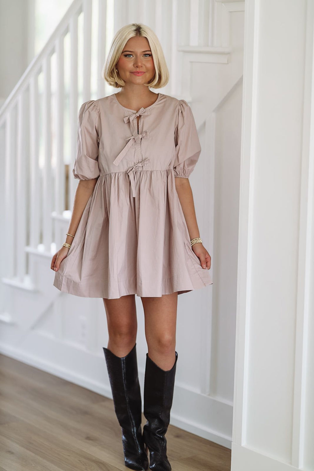 HAZEL & OLIVE French Lessons Mini Dress - Mauve