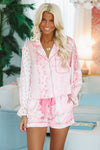 HAZEL & OLIVE French Roses Short and Top Pajama Set - Pink