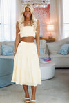 HAZEL & OLIVE Good Morning Sunshine Crop Top and Midi Skirt Set - Yellow and White