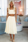 HAZEL & OLIVE Good Morning Sunshine Crop Top and Midi Skirt Set - Yellow and White