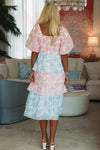 HAZEL & OLIVE Headed to Charleston Midi Dress - Pink and Blue