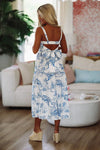 HAZEL & OLIVE Heart Flutters Midi Dress - Blue and White